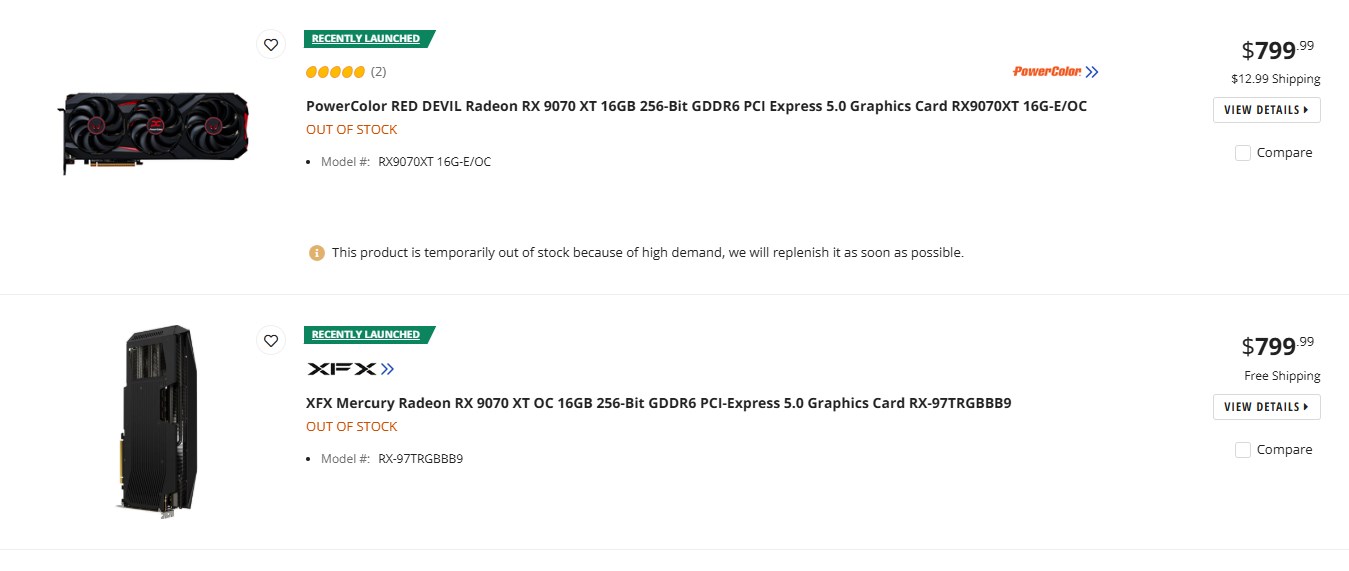 AMD Radeon RX 9070 serisi ekran kartlarına sessiz zam