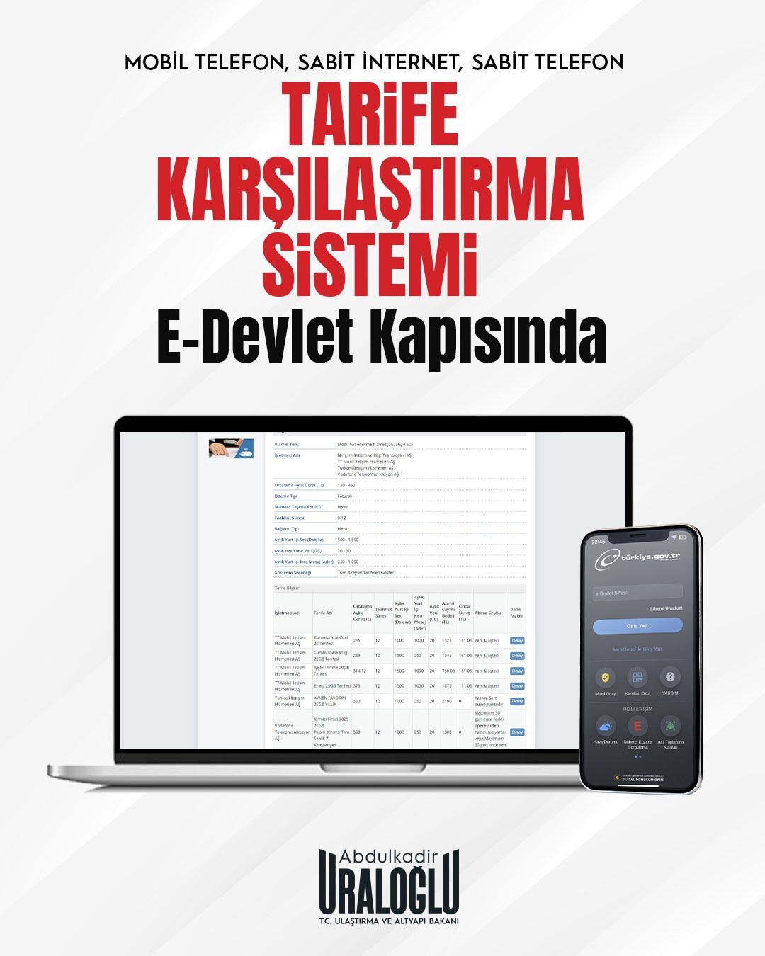 tarife karşılaştırma e devlet btk