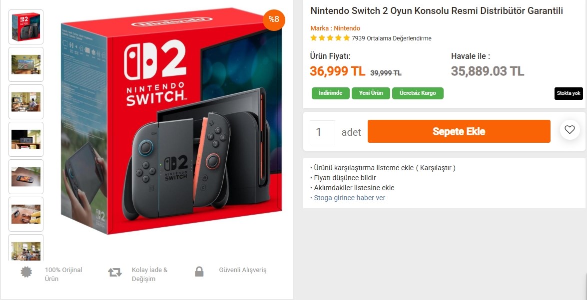 Nintendo Switch 2 Türkiye fiyatı