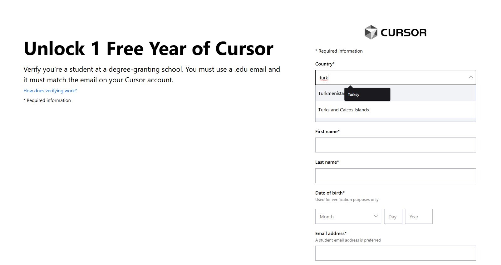 Cursor, öğrenciler için ücretsiz aboneliği Türkiye’ye kapattı