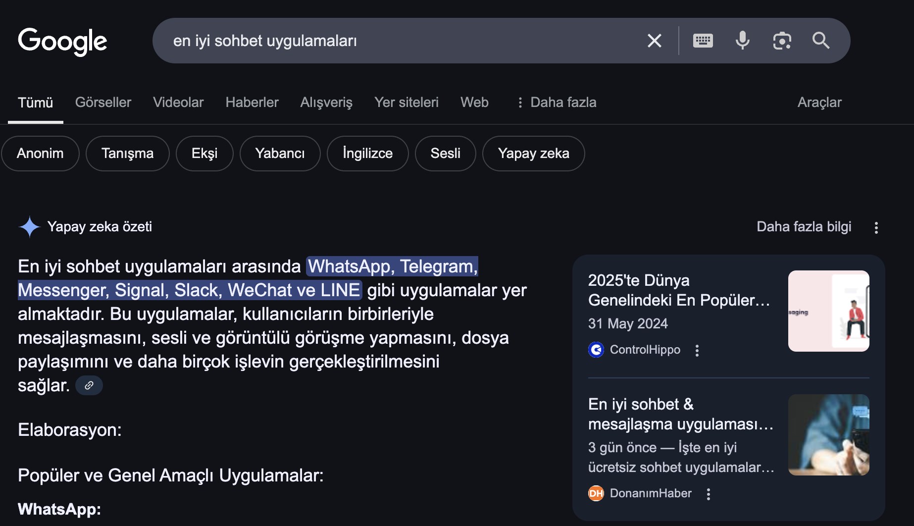 google ai overviews türkiye