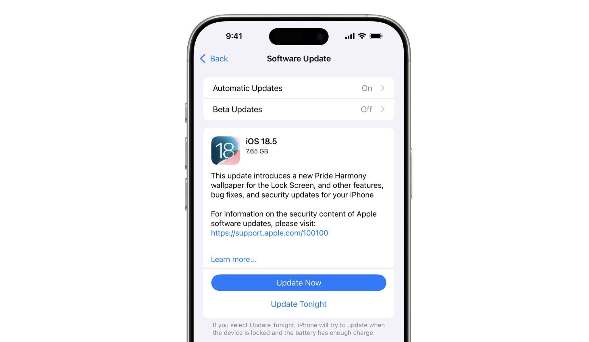 apple iphone ios 18.5 güncellemesi indir yükle
