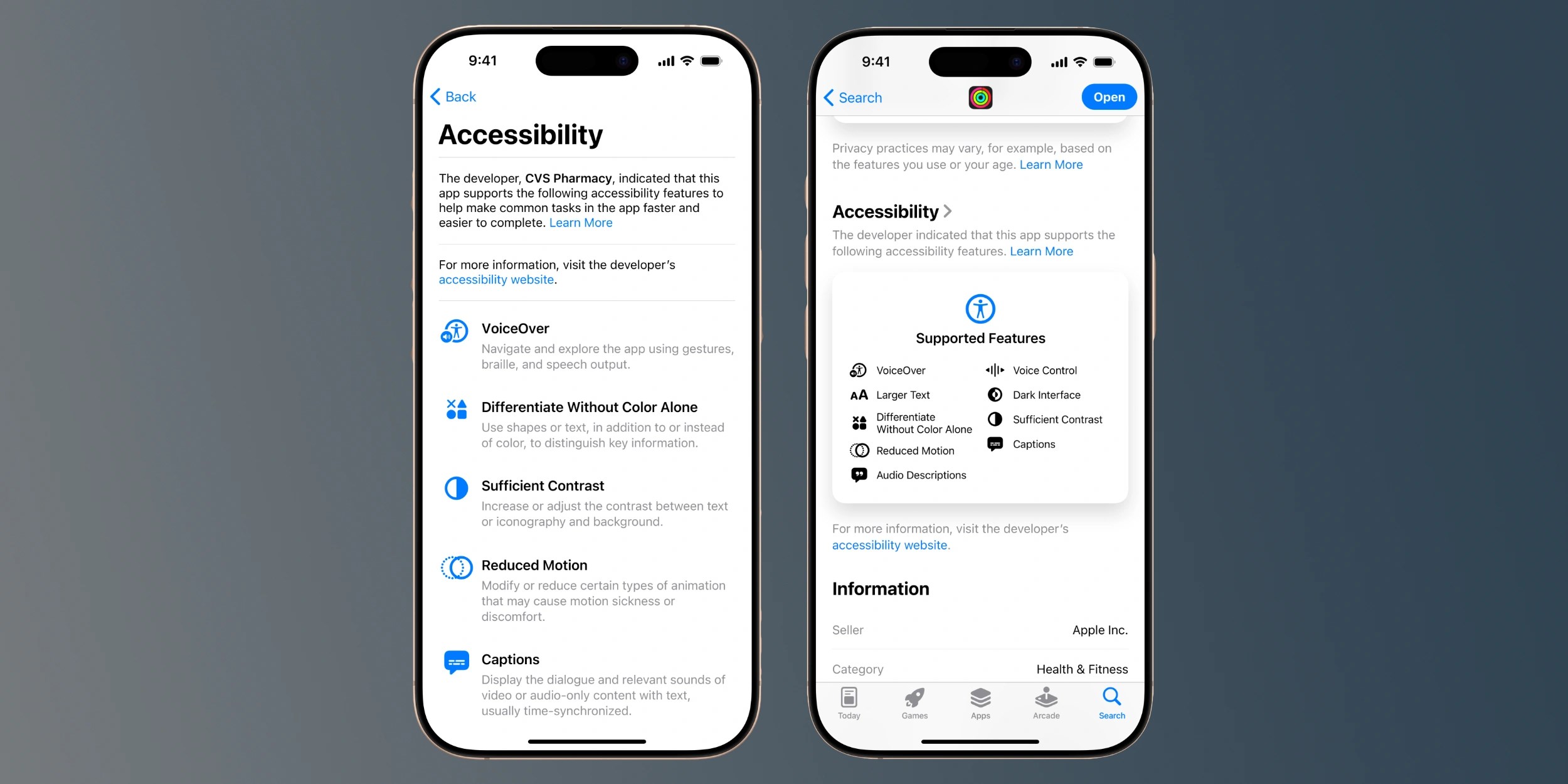App Store Erişilebilirlik Değeri Etiketleri