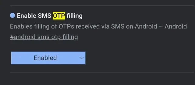 google chrome android sms kod otomatik doldurma
