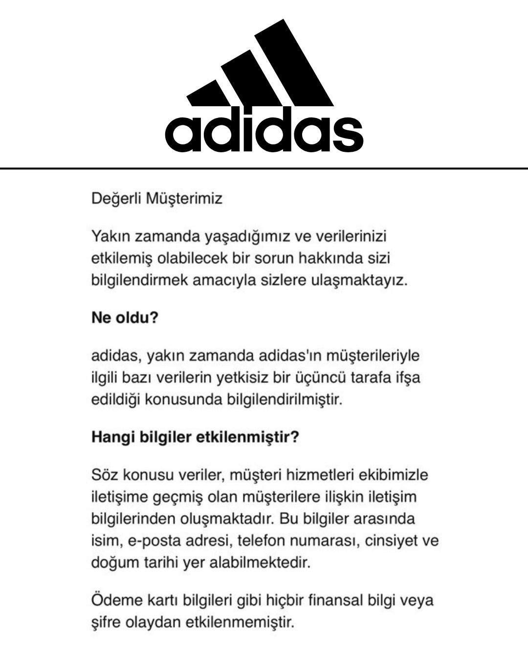 Adidas Türkiye’deki müşterilerin verilerinin çalındığını açıkladı