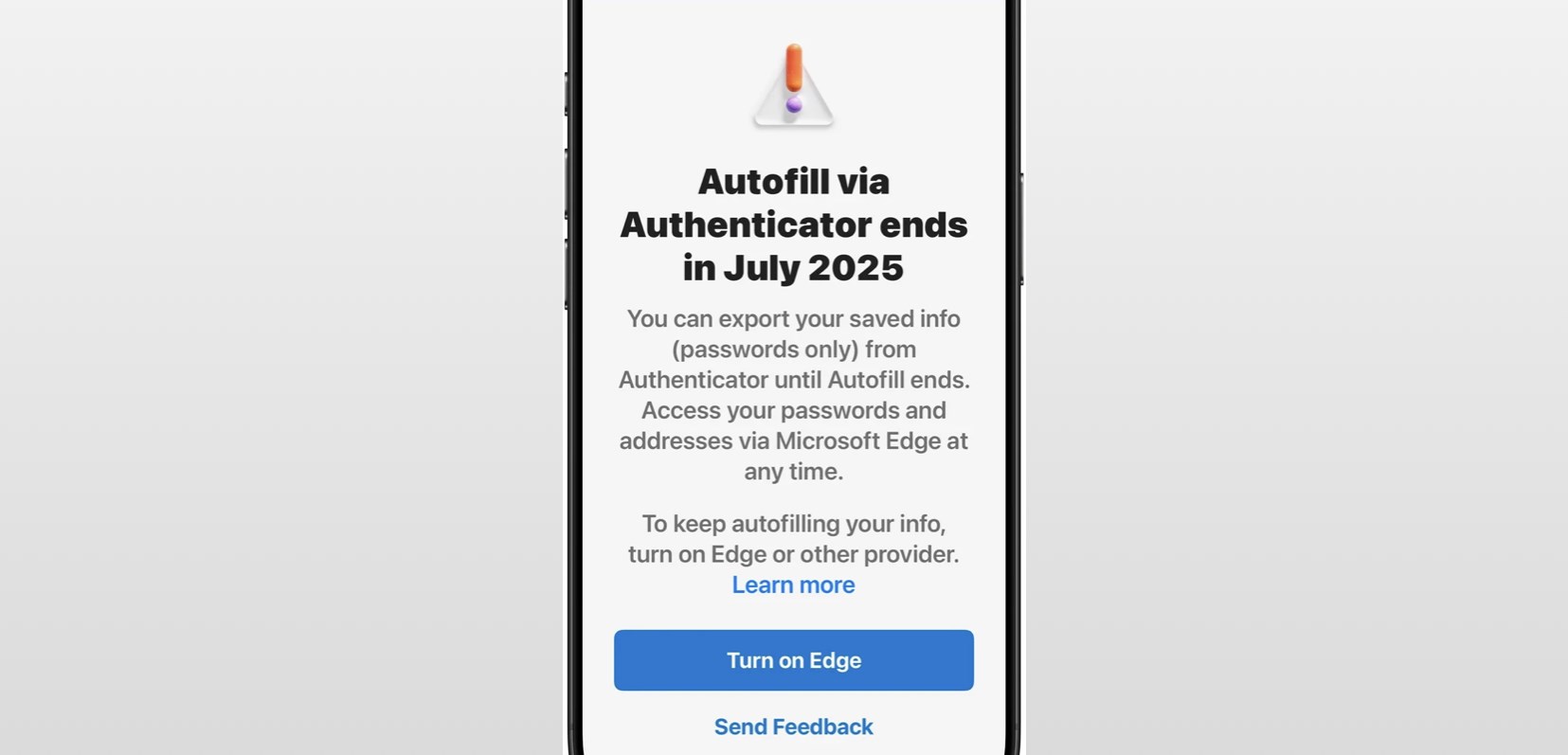 Microsoft Authenticator yeni parola kaydedilmeyecek