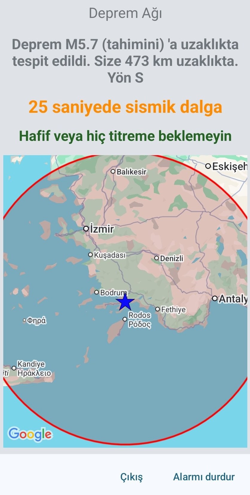 Google ve Deprem Ağı, Akdeniz'deki depremi 15 saniye önce bildi