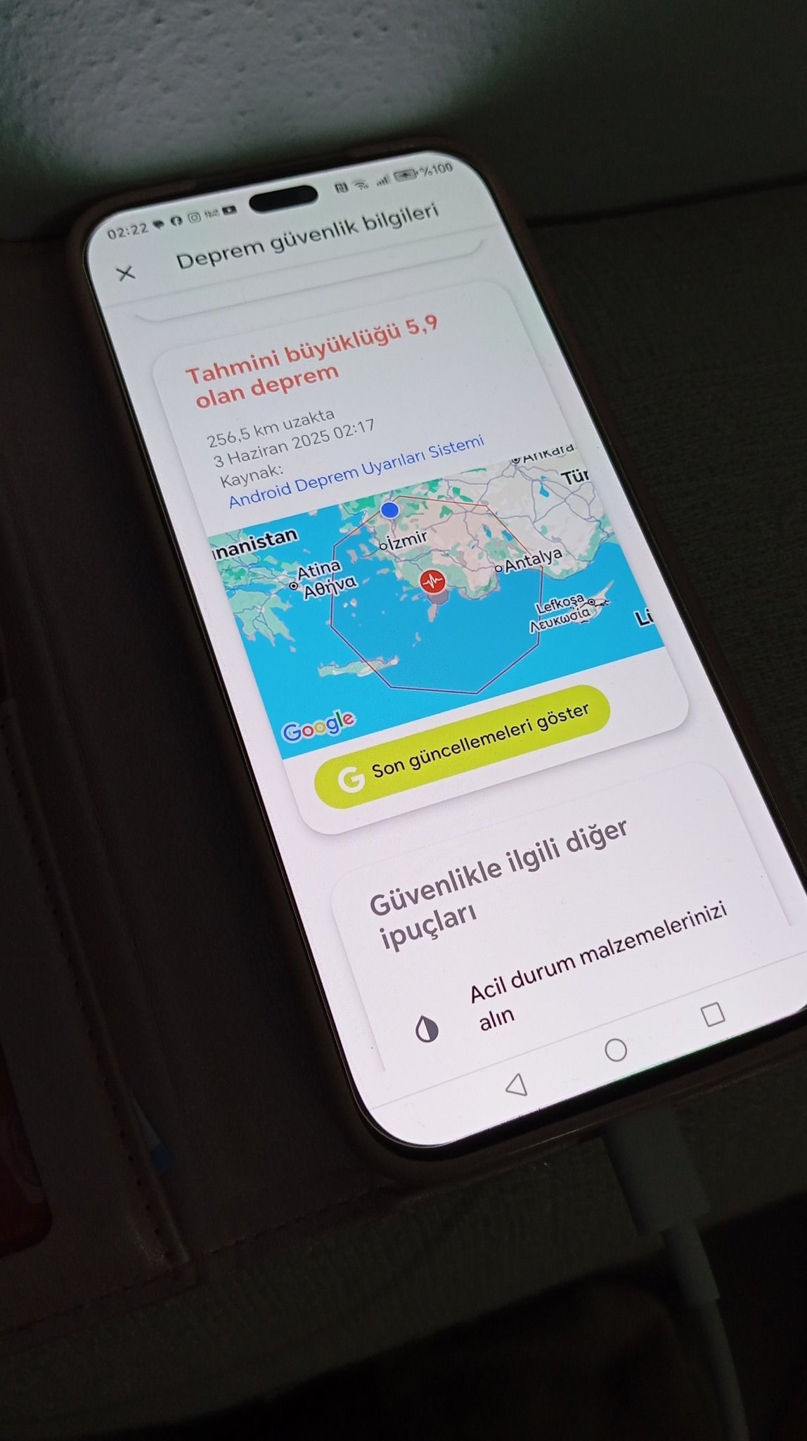 Google ve Deprem Ağı, Akdeniz'deki depremi 15 saniye önce bildi