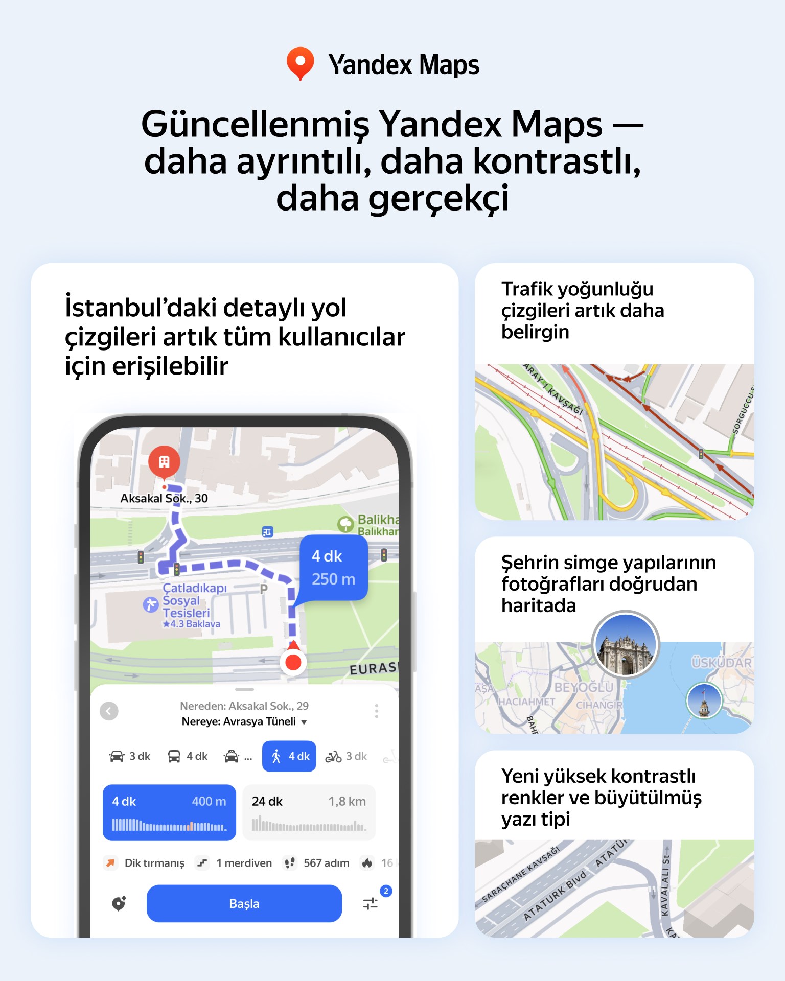 Yandex Maps, Türkiye'de daha gerçekçi görünüme kavuştu