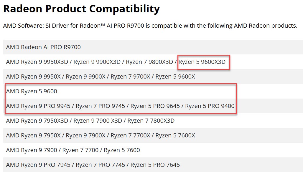 AMD, Ryzen 5 9600X3D ve Ryzen 5 9600 işlemcilerini onayladı