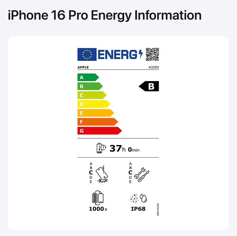 apple iphone enerji etiketi