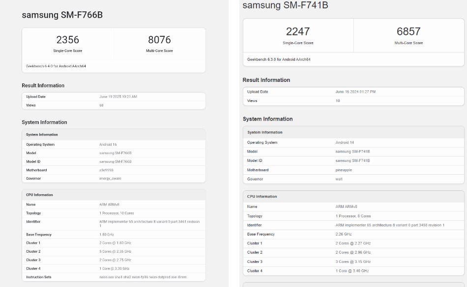 Galaxy Z Flip 7’nin Geekbench skoru ve işlemcisi ortaya çıktı