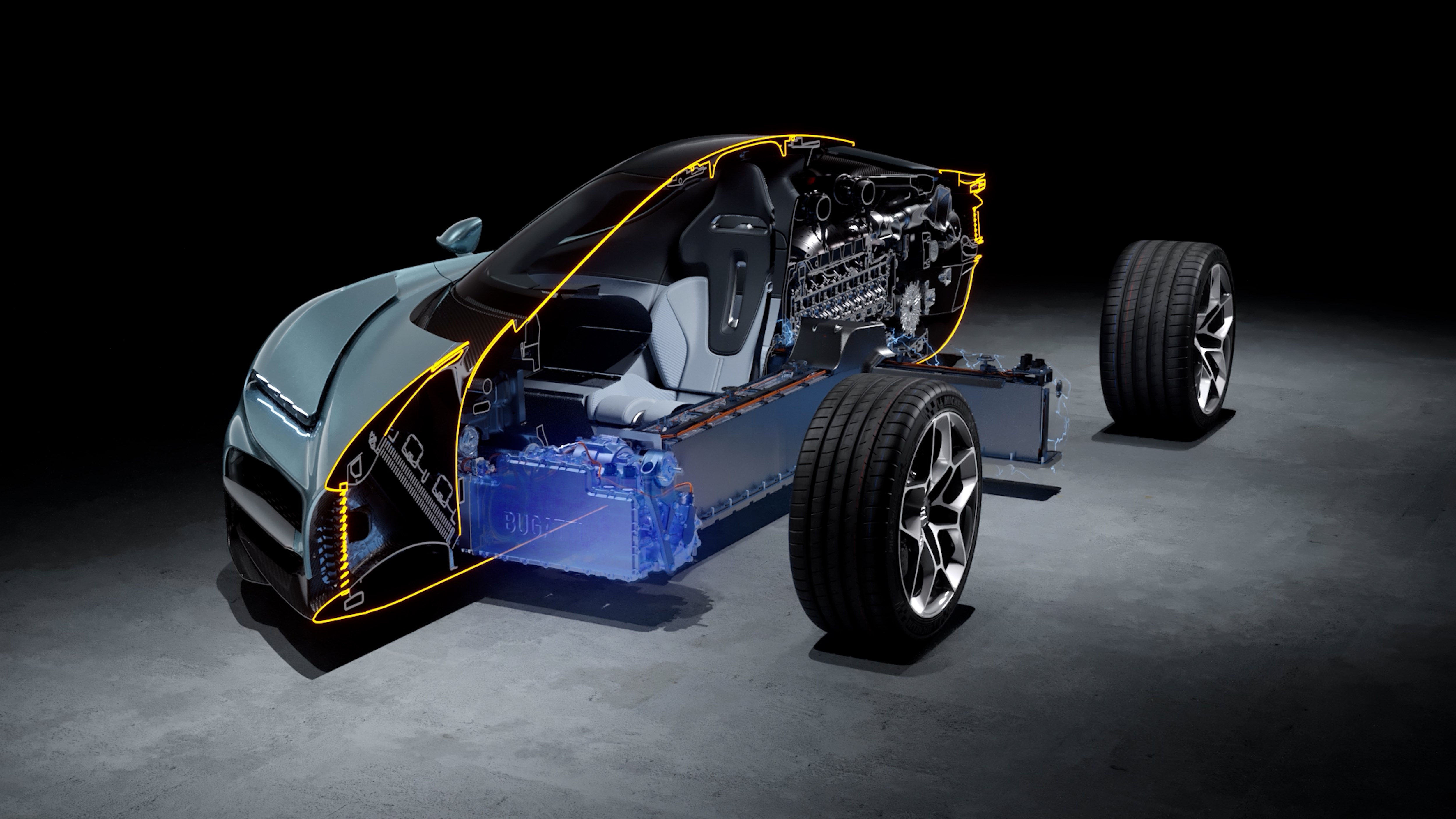 Bugatti’nin mühendislik harikası dört motorlu hibrit güç ünitesi!