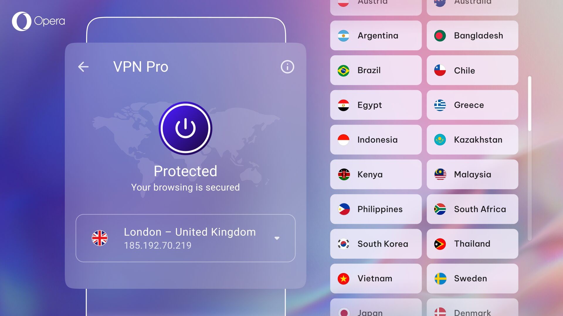 Opera VPN Pro özellikleri