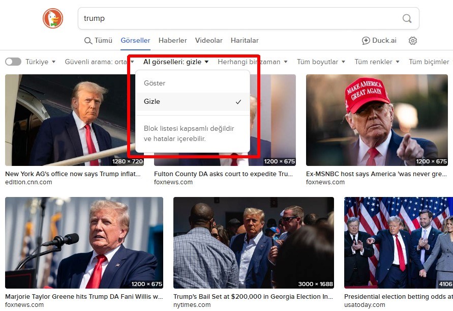 DuckDuckGo'dan yapay zeka çöplüğüne filtreme geldi