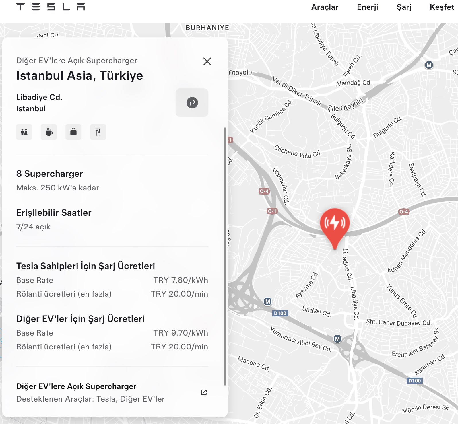 Tesla Supercharger istasyonlarında diğer markalara zam geldi!