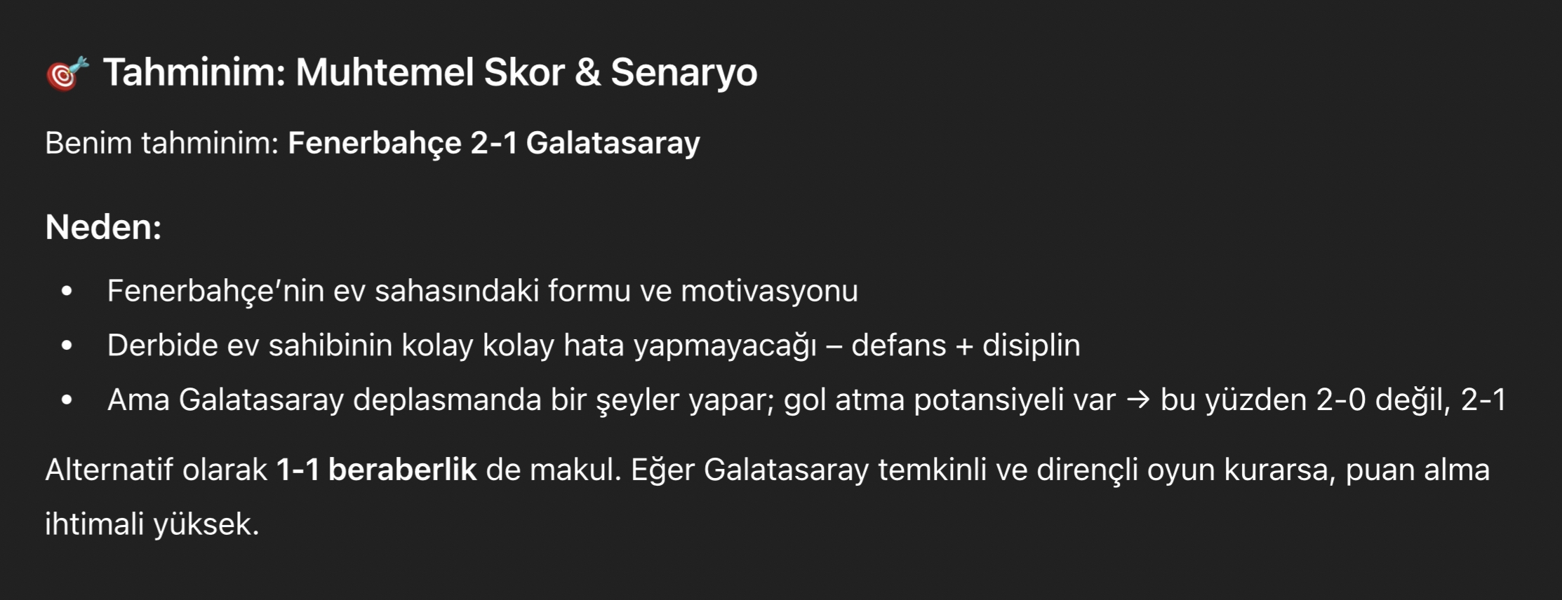 Yapay zekaya sorduk: Fenerbahçe-Galatasaray derbi sonucu ne olur?