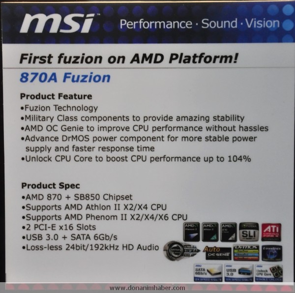 MSI 870A Fuzion: AMD için Hydra'lı anakart