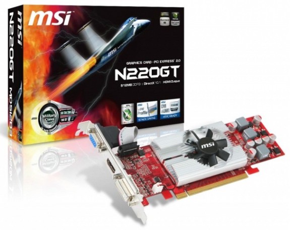MSI düşük profilli GeForce GT 220 modelini duyurdu