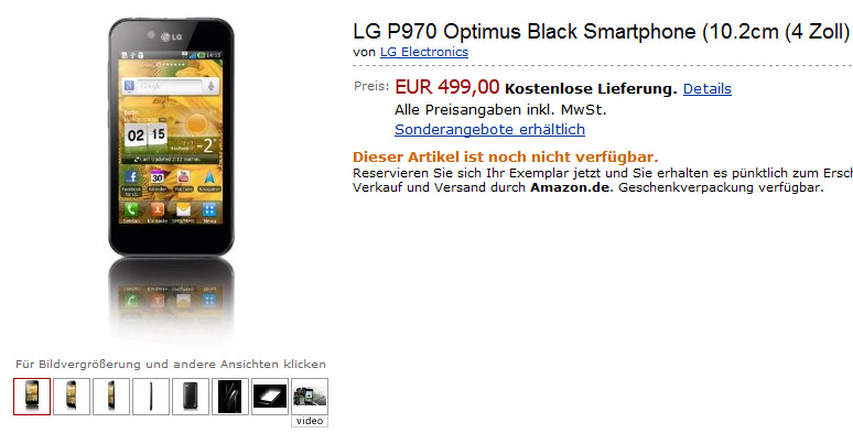 LG Optimus 2X ve Optimus Black için Almanya'da 499 Euro'dan ön sipariş alınıyor