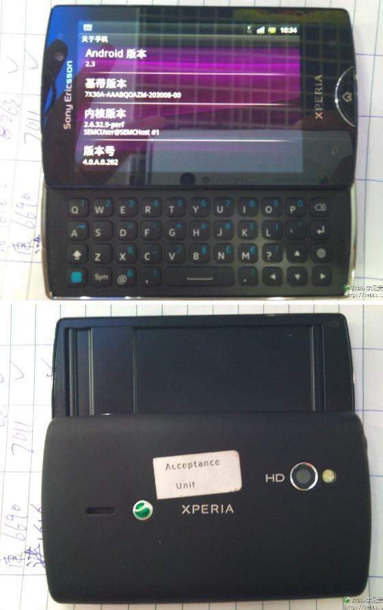 Androidli ve QWERTY klavyeli Sony Ericsson Xperia Mini Pro II kameralara poz verdi