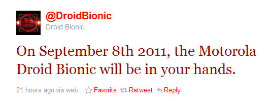Droid Bionic, Motorola'nın sayfasında boy gösterdi, 8 Eylül'de piyasada 