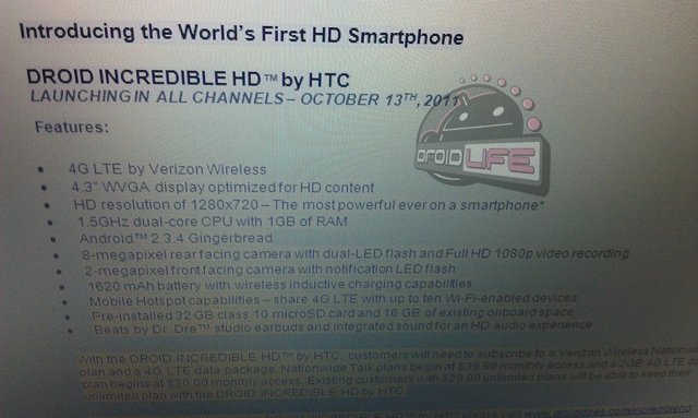 HTC Vigor, Droid Incredible HD adıyla sunulabilir