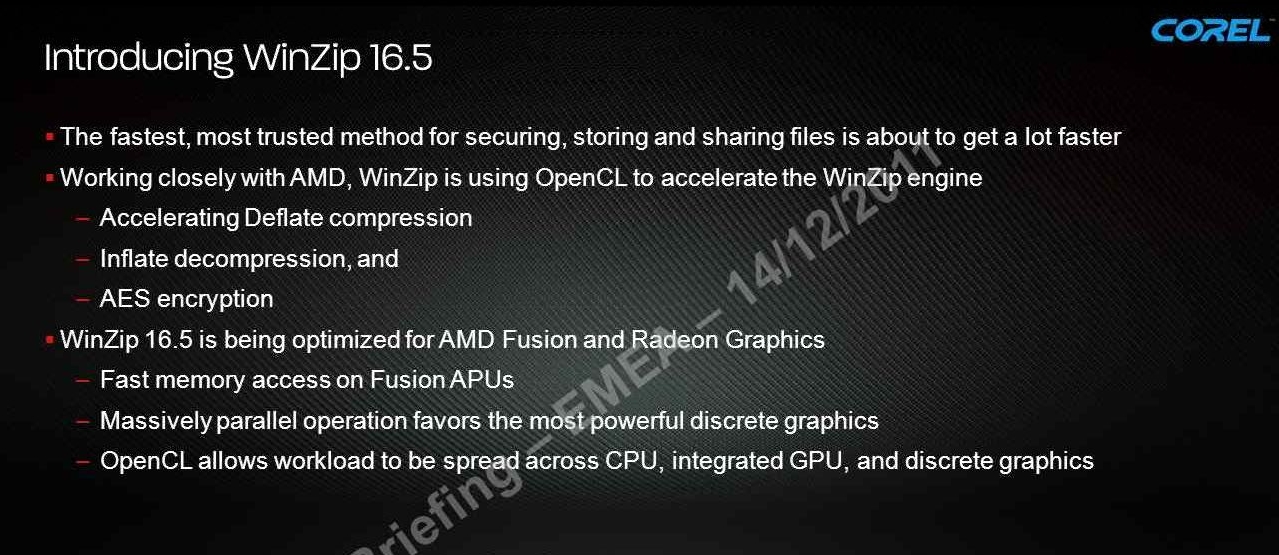 AMD GPU'lar ve Fusion için WinZip 16.5'de donanımsal hızlandırma desteği