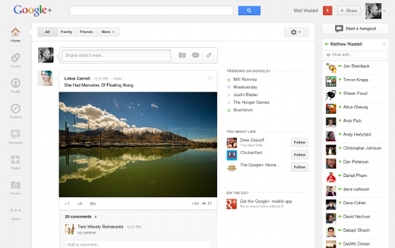 Google+ daha basit arayüz ve yenilikçi Hangouts tasarımı kazandı