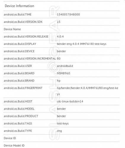 HP'nin Android işletim sistemli ilk akıllı telefonuna ait test sonucu ortaya çıktı