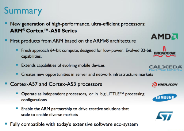 ARM yüksek enerji tasarruflu yeni Cortex-A50 serisi 64-bit işlemcilerini duyurdu