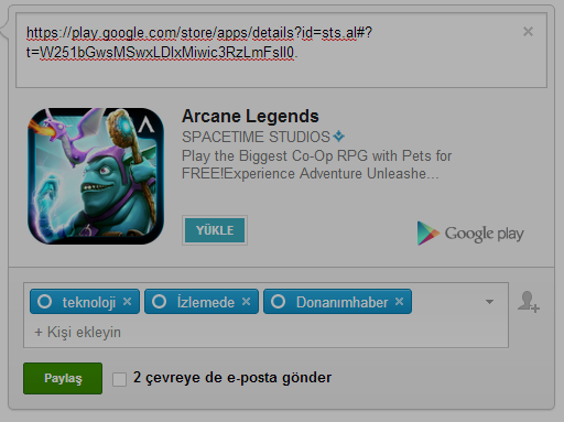 Google+, gönderilere Play mağazası indirme tuşu ekleme imkanı sunuyor