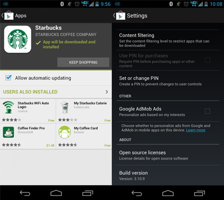 Google Play mağazası 3.10.9 sürümüne güncellendi