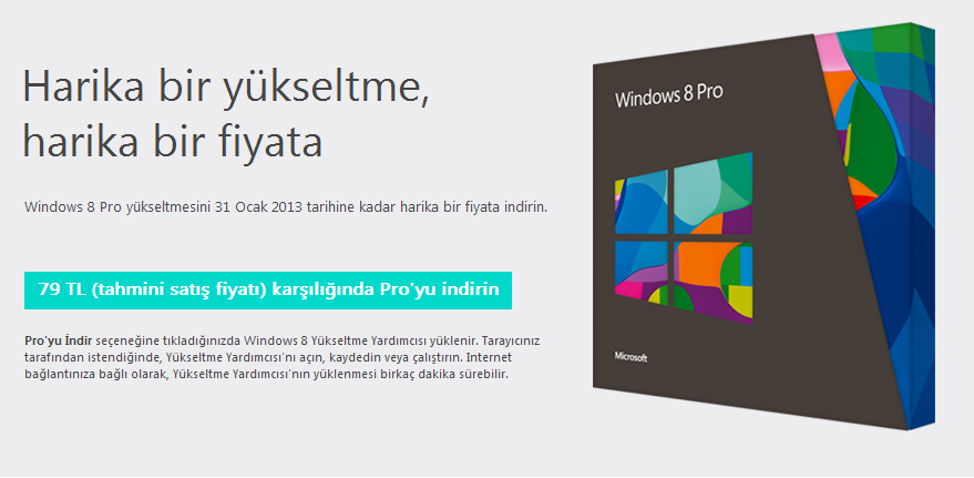 Windows 8 Pro'ya 79 TL'den sahip olabilmek için son saatler !!!