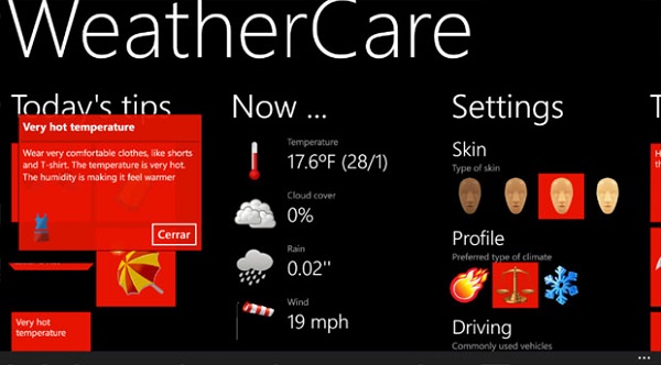 WeatherCare ile kendinize uygun ortam tavsiyeleri alabilirsiniz