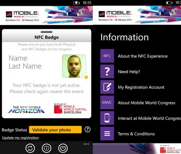 MWC 2013 resmi NFC Badge uygulaması Windows Phone için yayınlandı