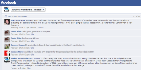 Archos, G9 serisi tablet modellerine Android 4.1 Jelly Bean güncellemesi gelmeyecek
