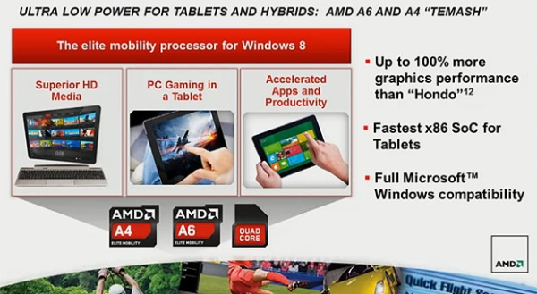 AMD'nin tablet odaklı A4-1200 'Temash' işlemcisi detaylandı