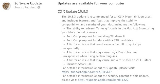 OS X 10.8.3 yayınlandı