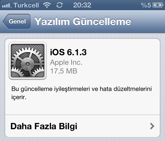 Apple, iOS 6.1.3'ü yayınladı