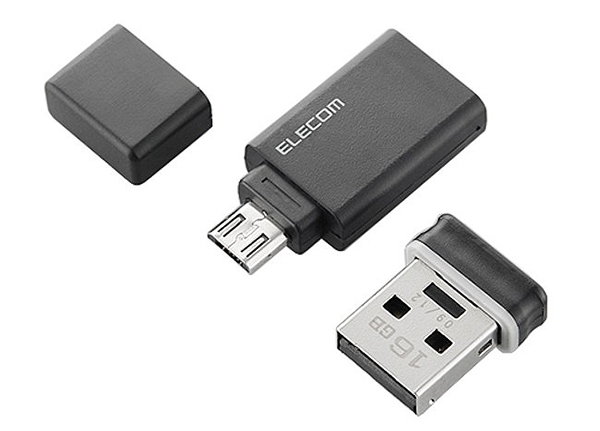 Adaptör yardımıyla Android cihazlar üzerinde kullanılabilen Elecom USB bellek