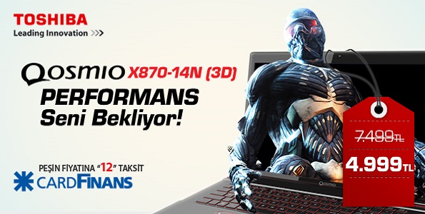 Toshiba, Finansbank kredi kartı sahipleri için Qosmio x870 – 14N modelinde indirim başlattı