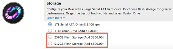Apple, yeni iMac modellerine 256GB ve 512GB flaş depolama seçenekleri ekledi