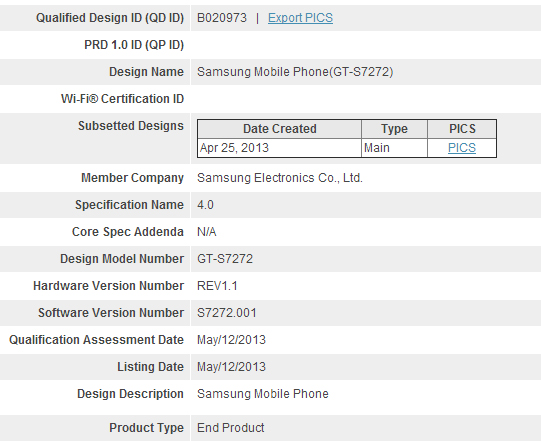 Galaxy Ace 3 Bluetooth sertifikasyonunda görüldü