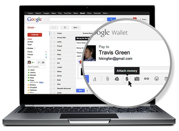 Google Wallet entegrasyonu sayesinde, Gmail üzerinden para gönderilebilecek