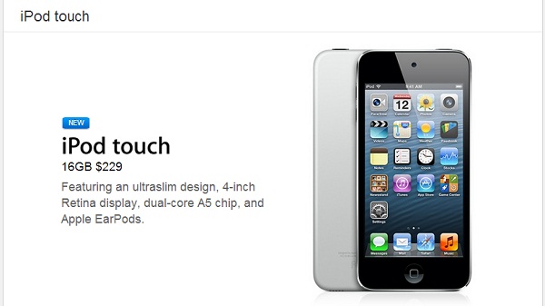 Arka kamerası olmayan 16 GB'lik beşinci nesil iPod Touch modeli 229$'dan satışa sunuldu