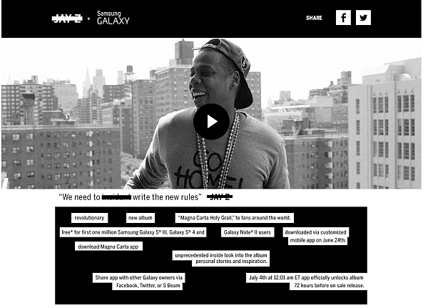 Samsung Galaxy kullanıcıları, Jay-Z'nin yeni müzik albümüne ücretsiz sahip olacak