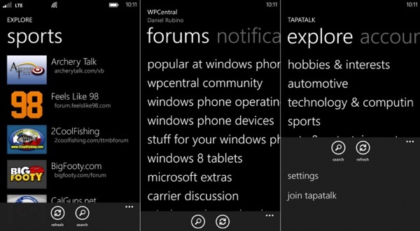 Tapatalk Beta olarak Windows Phone için indirmeye sunuldu