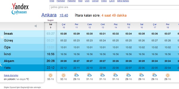 Yandex, Ramazan servisini güncelledi