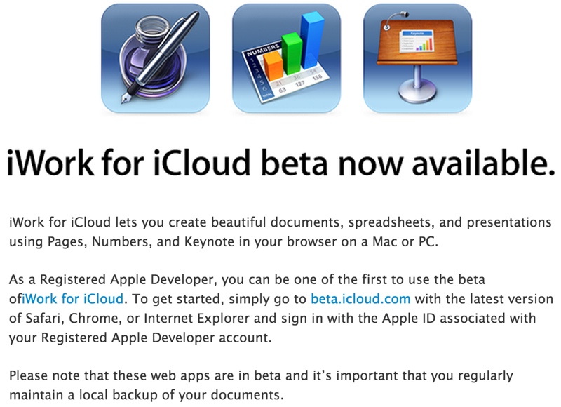 Apple, tüm geliştiricilere iCloud için iWork'e erişim hakkı verdi